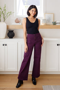 Petunia High-Rise Wide Leg Jeans in Plum by Micah Denim-Womens-Villari Chic, women's online fashion boutique in Severna, Maryland