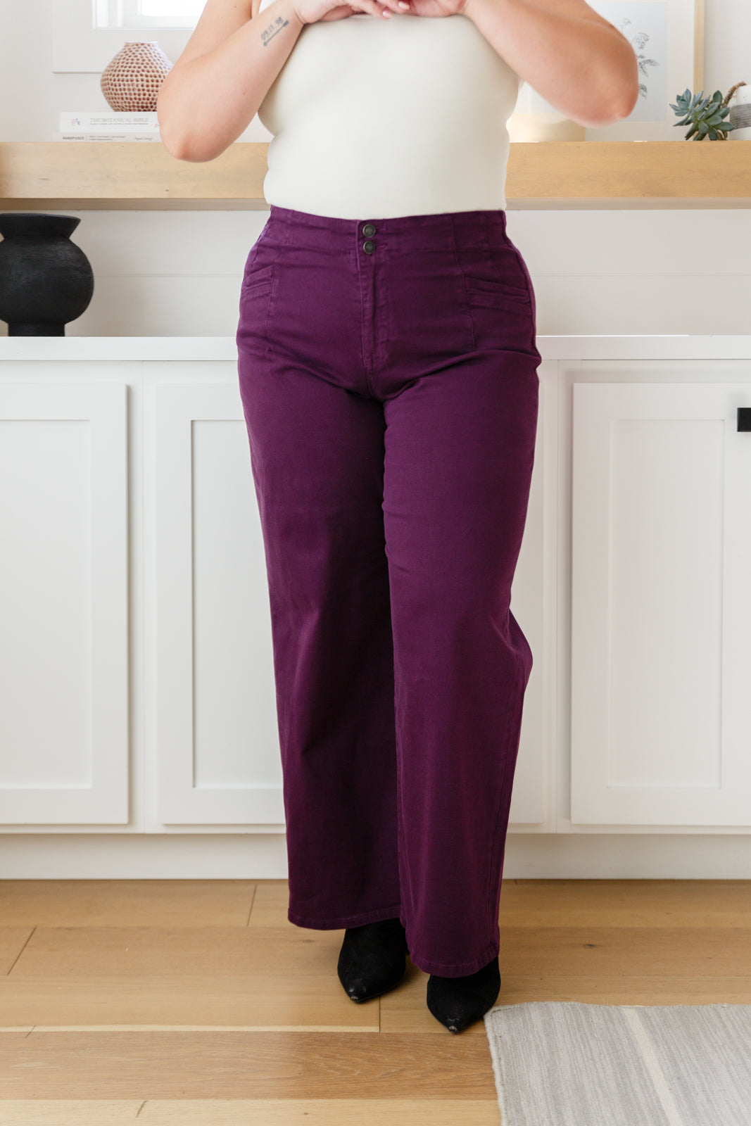 Petunia High-Rise Wide Leg Jeans in Plum by Micah Denim-Womens-Villari Chic, women's online fashion boutique in Severna, Maryland