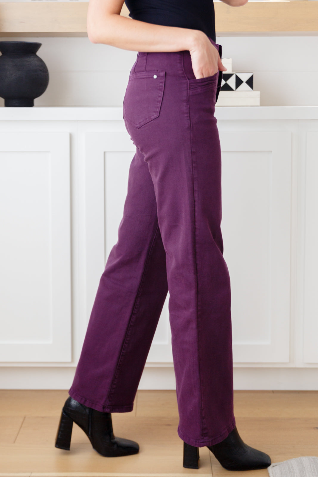 Petunia High-Rise Wide Leg Jeans in Plum by Micah Denim-Womens-Villari Chic, women's online fashion boutique in Severna, Maryland