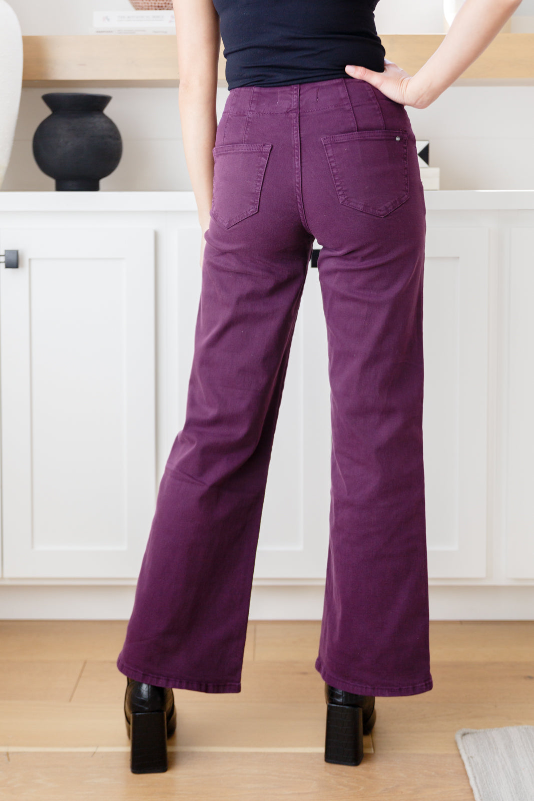 Petunia High-Rise Wide Leg Jeans in Plum by Micah Denim-Womens-Villari Chic, women's online fashion boutique in Severna, Maryland