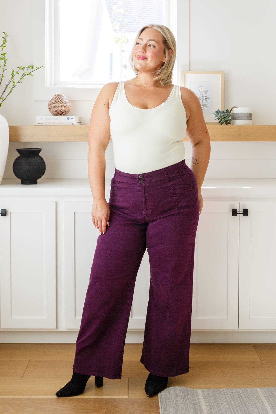 Petunia High-Rise Wide Leg Jeans in Plum by Micah Denim-Womens-Villari Chic, women's online fashion boutique in Severna, Maryland