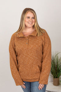 Quilted Snap Pullover in Camel-Villari Chic, women's online fashion boutique in Severna, Maryland