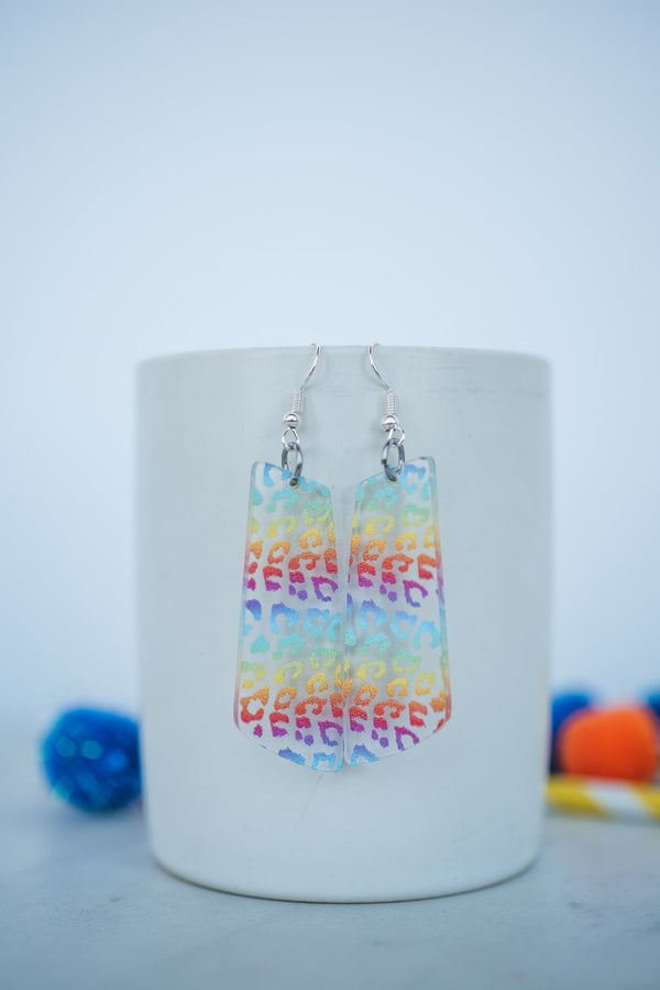 Rainbow Leopard Dangle Earrings-Villari Chic, women's online fashion boutique in Severna, Maryland