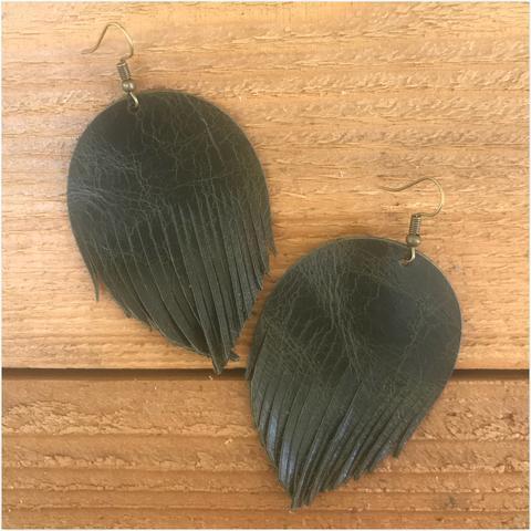 Riviera Genuine Leather Fringe Earrings - 4 Colors!-Villari Chic, women's online fashion boutique in Severna, Maryland