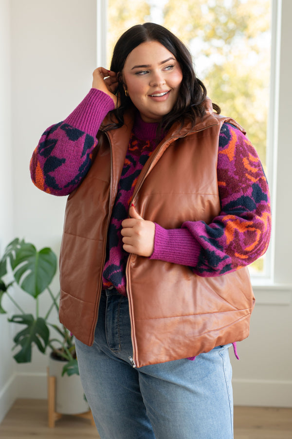 Persistence Pays Off Faux Leather Puffer Vest-Womens-Villari Chic, women's online fashion boutique in Severna, Maryland