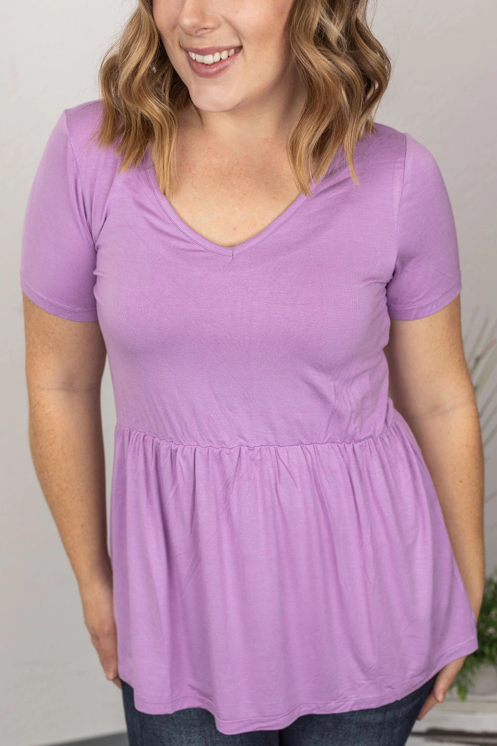 Sarah Babydoll Top in Lavender-Villari Chic, women's online fashion boutique in Severna, Maryland