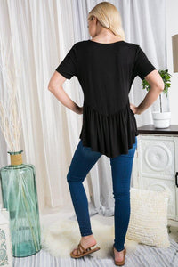 Short-Sleeved Modified Babydoll Top in Aqua-Villari Chic, women's online fashion boutique in Severna, Maryland