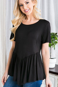 Short-Sleeved Modified Babydoll Top in Aqua-Villari Chic, women's online fashion boutique in Severna, Maryland