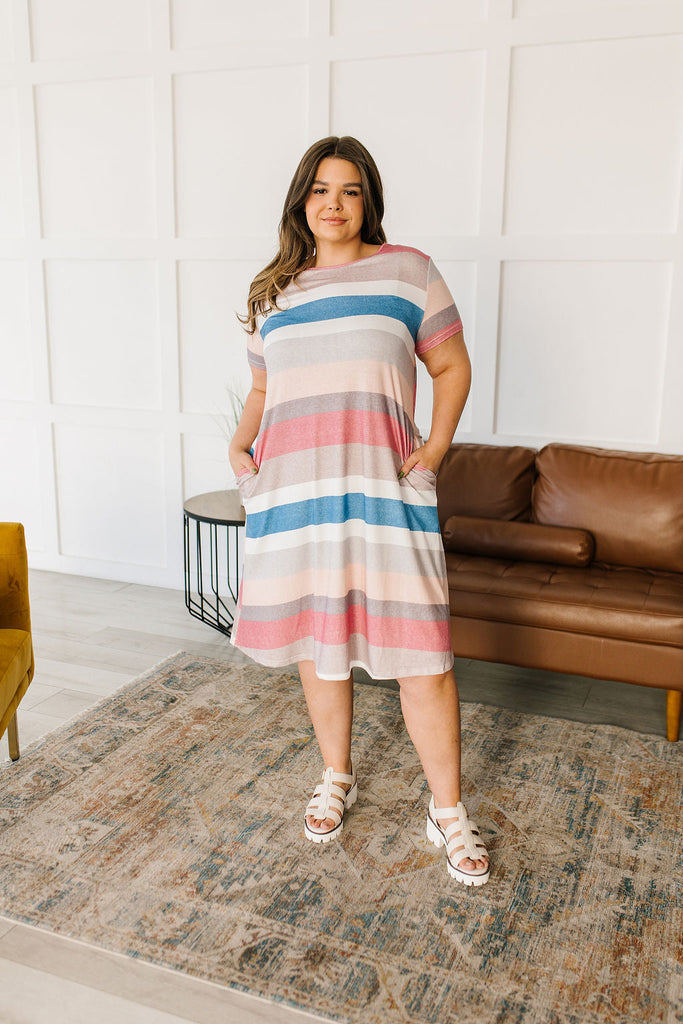 Simple Moments Striped T-Shirt Dress-Womens-Villari Chic, women's online fashion boutique in Severna, Maryland