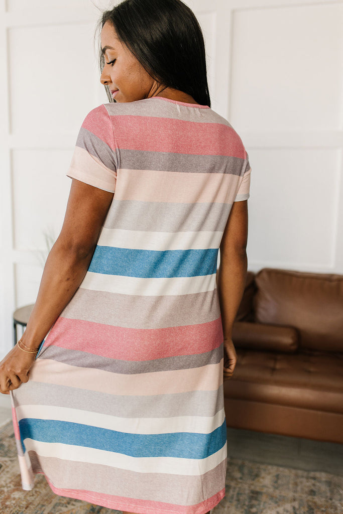 Simple Moments Striped T-Shirt Dress-Womens-Villari Chic, women's online fashion boutique in Severna, Maryland
