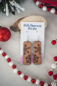 Snowflake Bar Wood Dangle Earrings-Villari Chic, women's online fashion boutique in Severna, Maryland