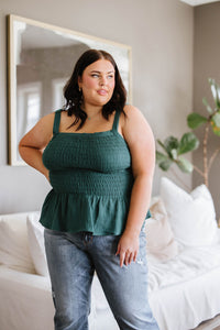 So Exceptional Smocked Tank in Forest Green-Womens-Villari Chic, women's online fashion boutique in Severna, Maryland