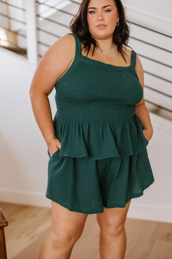 So Exceptional Smocked Tank in Forest Green-Womens-Villari Chic, women's online fashion boutique in Severna, Maryland