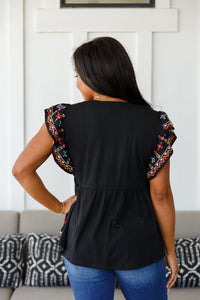 Sophia Embroidered Blouse in Black-Womens-Villari Chic, women's online fashion boutique in Severna, Maryland