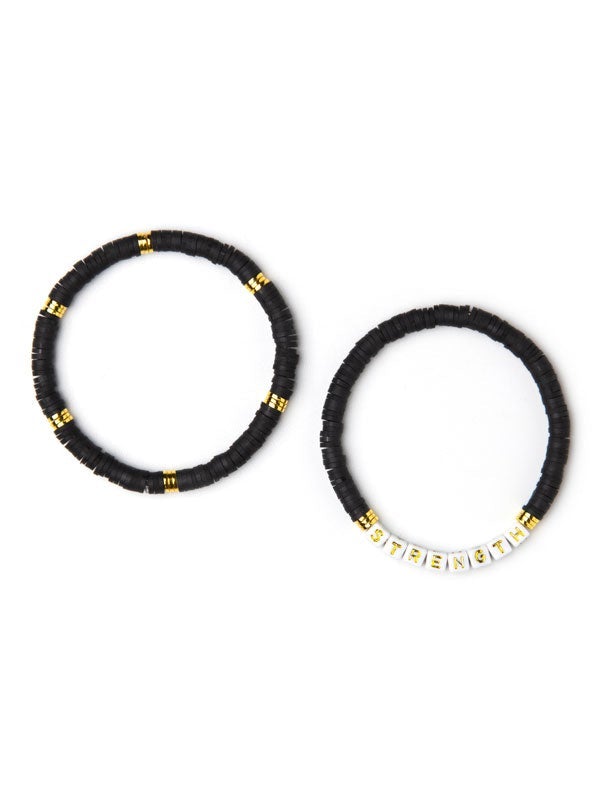 Strength Stacked Disc Bracelet Set in Black-Villari Chic, women's online fashion boutique in Severna, Maryland