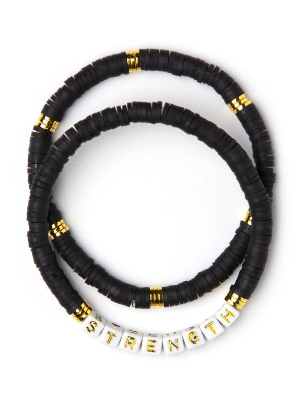 Strength Stacked Disc Bracelet Set in Black-Villari Chic, women's online fashion boutique in Severna, Maryland