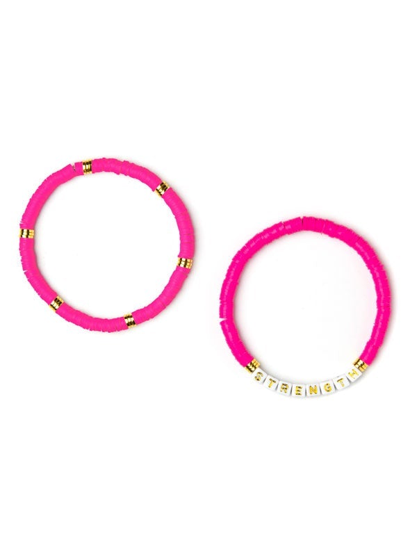 Strength Stacked Disc Bracelet Set in Hot Pink-Villari Chic, women's online fashion boutique in Severna, Maryland