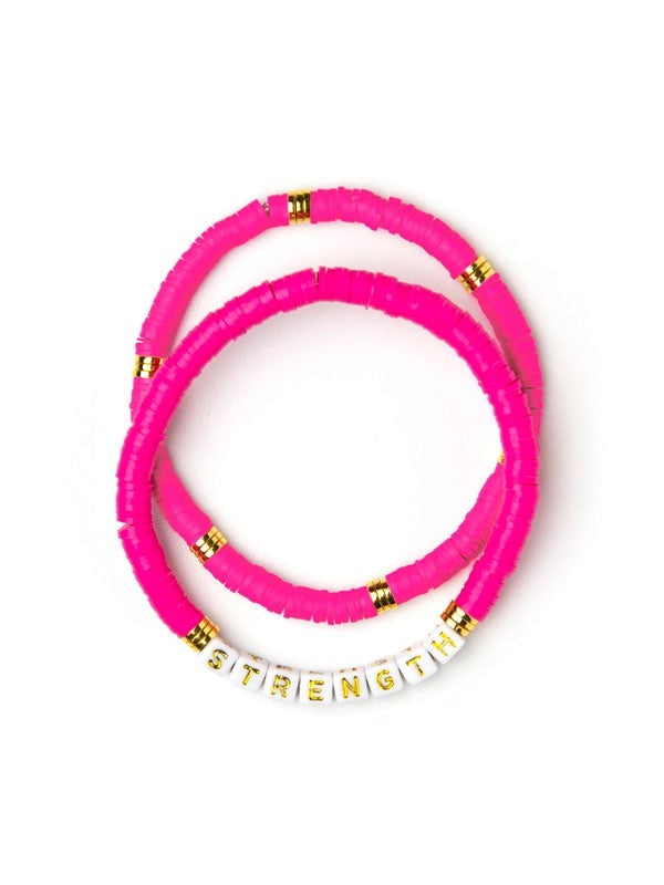 Strength Stacked Disc Bracelet Set in Hot Pink-Villari Chic, women's online fashion boutique in Severna, Maryland