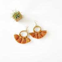 Summer Rattan & Fan Fringe Earrings in Copper-Villari Chic, women's online fashion boutique in Severna, Maryland