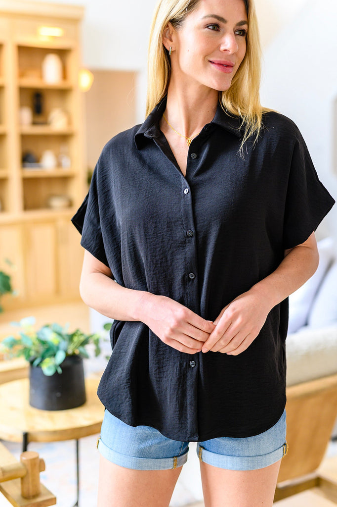 Sweet Simplicity Button-Up Blouse in Black-Womens-Villari Chic, women's online fashion boutique in Severna, Maryland