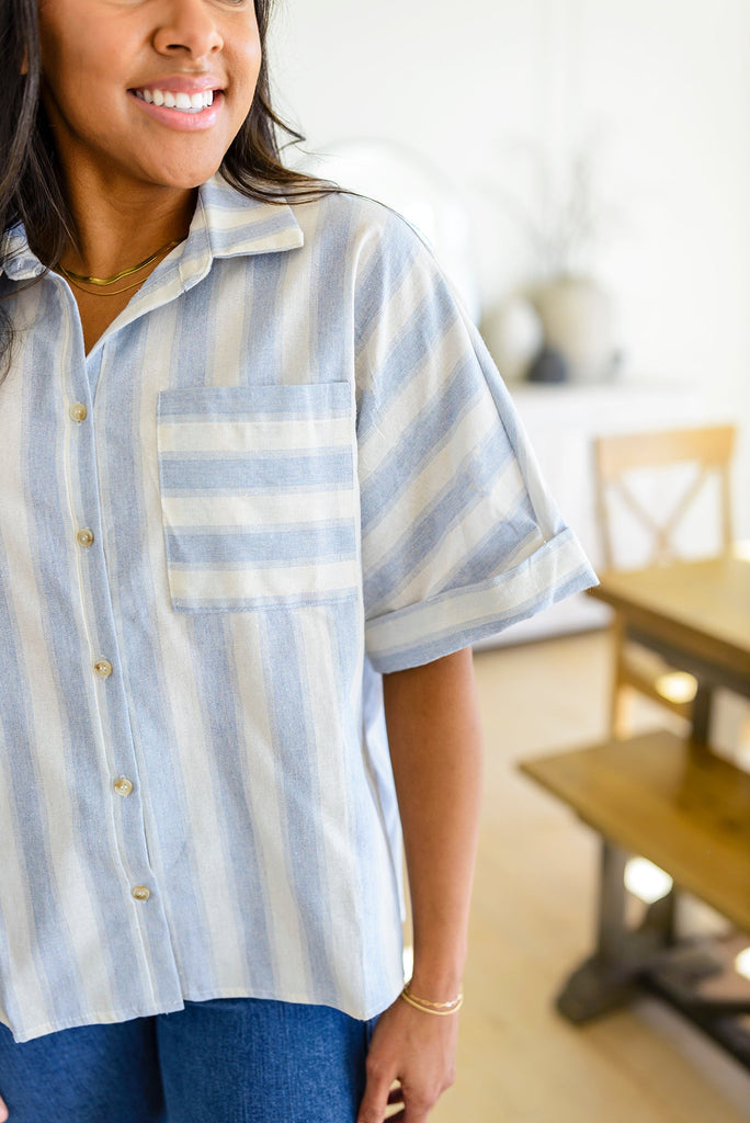 Tailored to Relax Striped Button Down-Womens-Villari Chic, women's online fashion boutique in Severna, Maryland