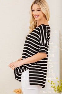 Take Me on a Ride Boat Neck Tee in Black & White Stripe-Villari Chic, women's online fashion boutique in Severna, Maryland