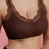 The Ellie Ribbed Bralette in Espresso-Villari Chic, women's online fashion boutique in Severna, Maryland