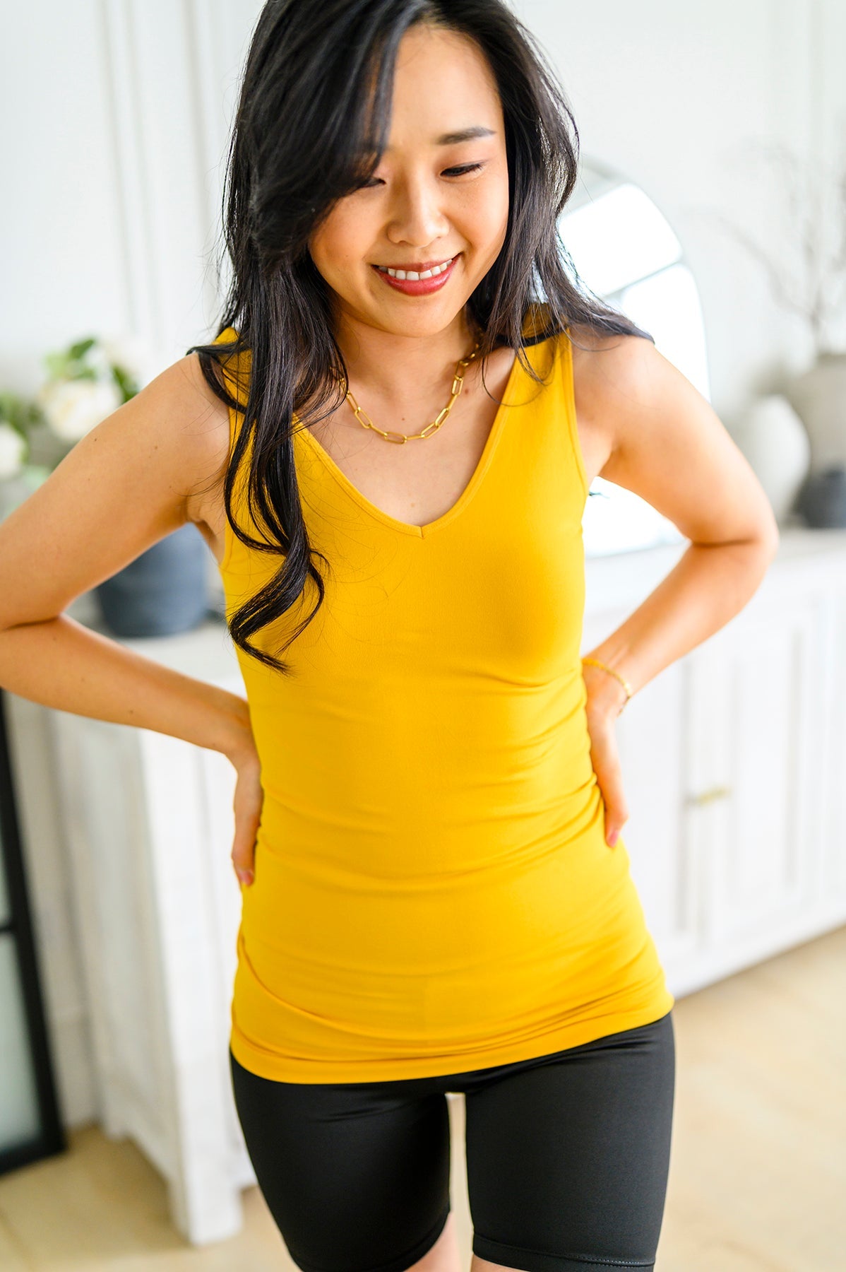 The Basics Reversible Longline Tank in Mustard-Womens-Villari Chic, women's online fashion boutique in Severna, Maryland