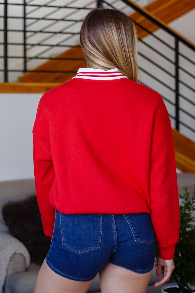 The Princeton Crew Neck Sweatshirt in Red-Womens-Villari Chic, women's online fashion boutique in Severna, Maryland