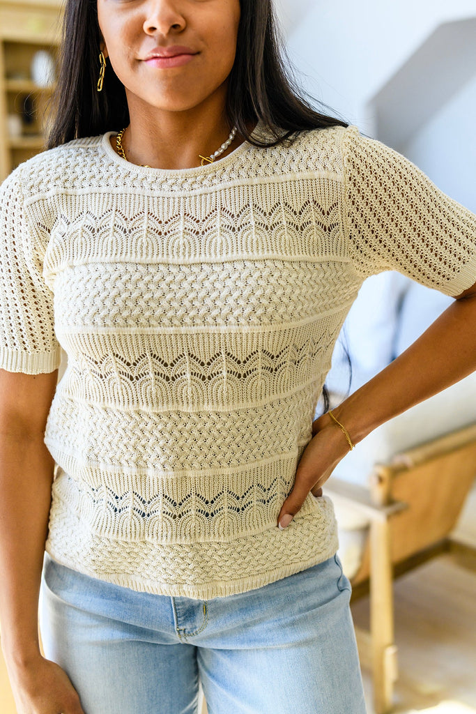 Thea Crocheted Knit Top-Womens-Villari Chic, women's online fashion boutique in Severna, Maryland
