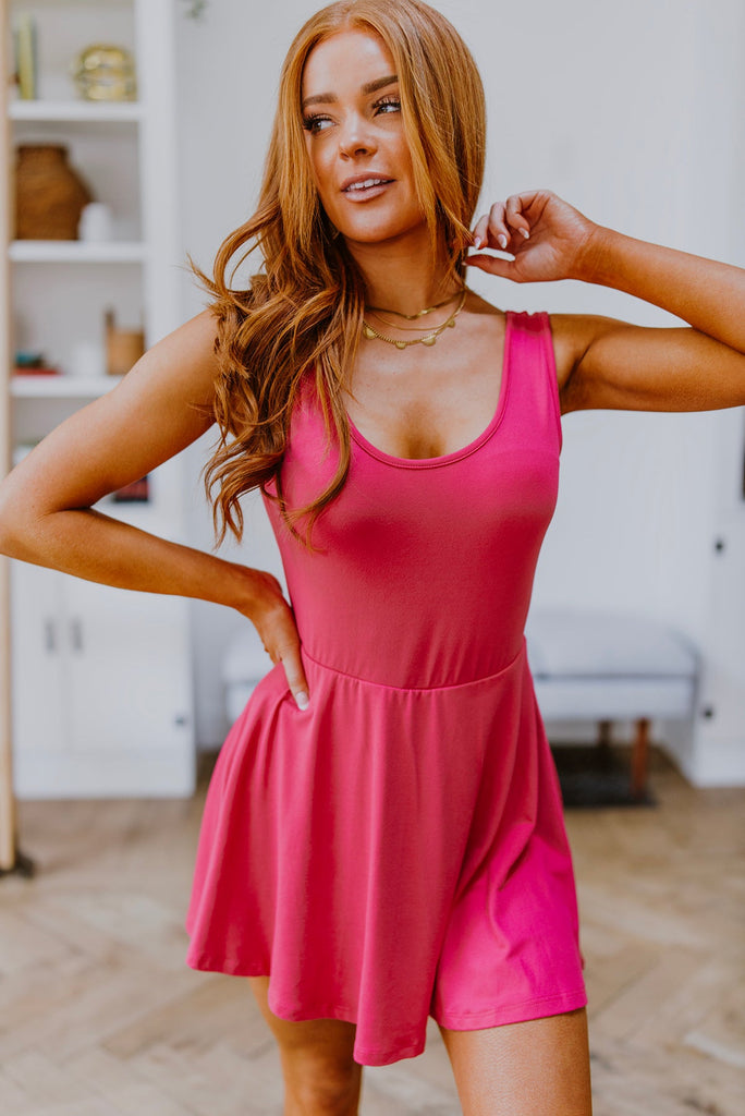 Think Pink Sleeveless Skort Dress-Womens-Villari Chic, women's online fashion boutique in Severna, Maryland