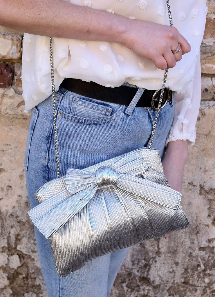 Tied in a Bow Metallic Crossbody Bag - 2 Colors!-Villari Chic, women's online fashion boutique in Severna, Maryland