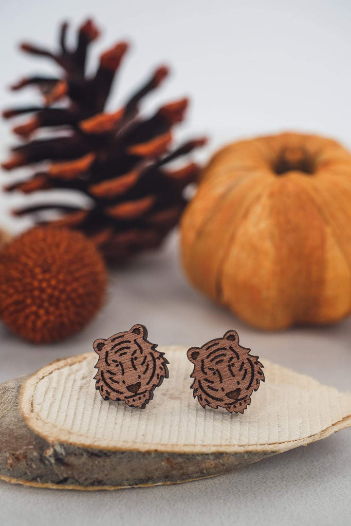 Tiger Wood Stud Earrings-Villari Chic, women's online fashion boutique in Severna, Maryland