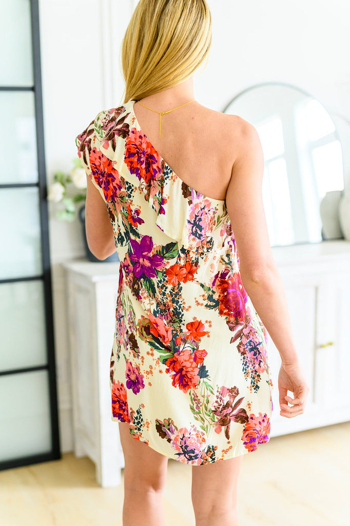 Total Wonder One Shoulder Floral Dress-Womens-Villari Chic, women's online fashion boutique in Severna, Maryland