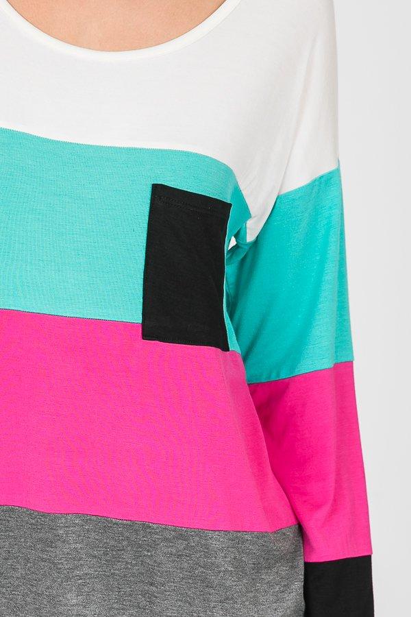 Turquoise & Pink Color Block Top-Villari Chic, women's online fashion boutique in Severna, Maryland