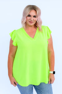 Under Neon Lights Ruffle Sleeve Top-Womens-Villari Chic, women's online fashion boutique in Severna, Maryland