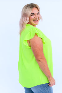 Under Neon Lights Ruffle Sleeve Top-Womens-Villari Chic, women's online fashion boutique in Severna, Maryland