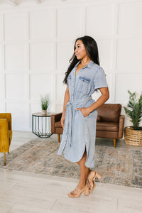 Wait for It Chambray Shirt Dress-Womens-Villari Chic, women's online fashion boutique in Severna, Maryland