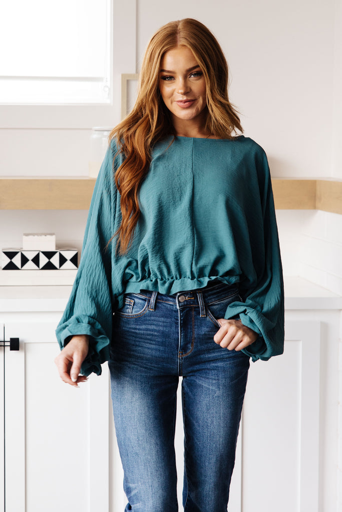 Winging It Ruffle Detail Top in Teal-Womens-Villari Chic, women's online fashion boutique in Severna, Maryland