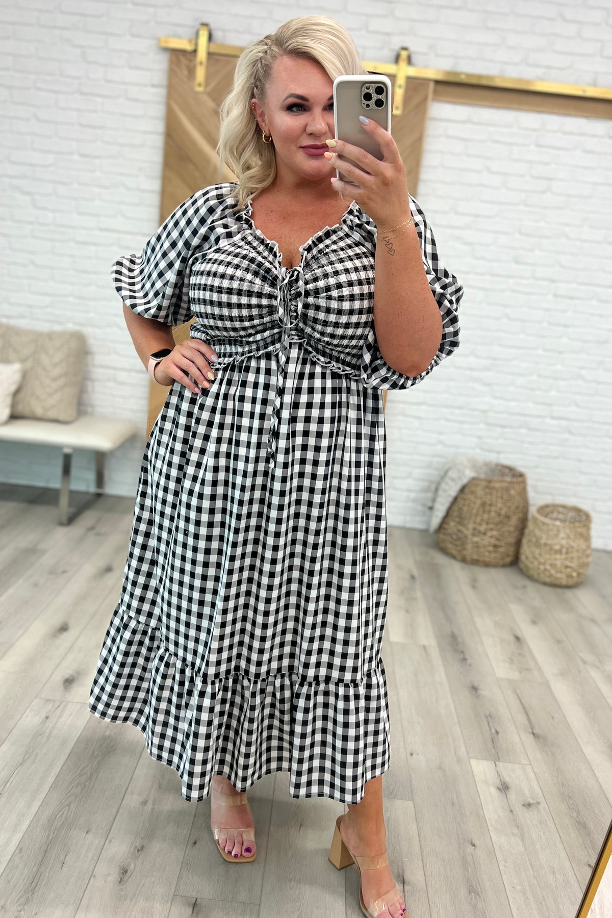 Greenville Gingham Midi Dress-Womens-Villari Chic, women's online fashion boutique in Severna, Maryland