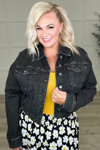 Charlie Cropped Denim Jacket in Washed Black by Judy Blue-Womens-Villari Chic, women's online fashion boutique in Severna, Maryland